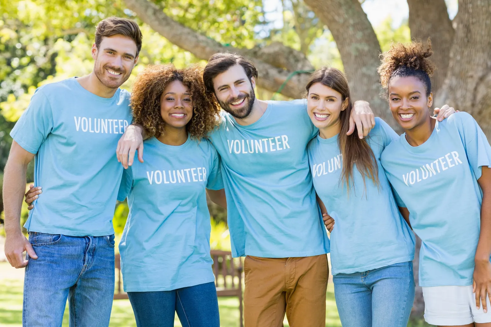 A group of volunteers standing together
